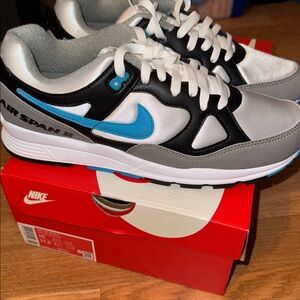 Men’s Nike Air Span II Shoes - Black, White, and Light Blue